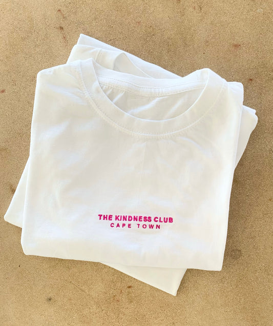 Unisex T-Shirt white with pink embroidery